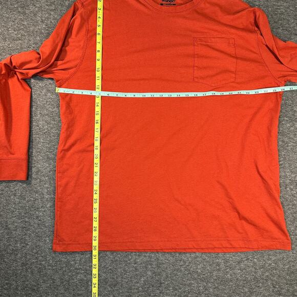 Wrangler Riggs Workwear Mens XXL Long Sleeve Orange/Red Crew Neck Pocket T-Shirt - Picture 8 of 10